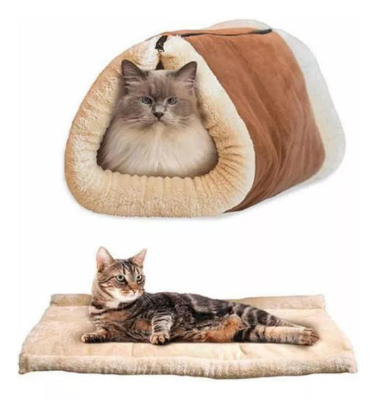 ALFOMBRA/CAMA TUBULAR PARA GATOS  (y perros pequeños 🤫) Kitty Shack